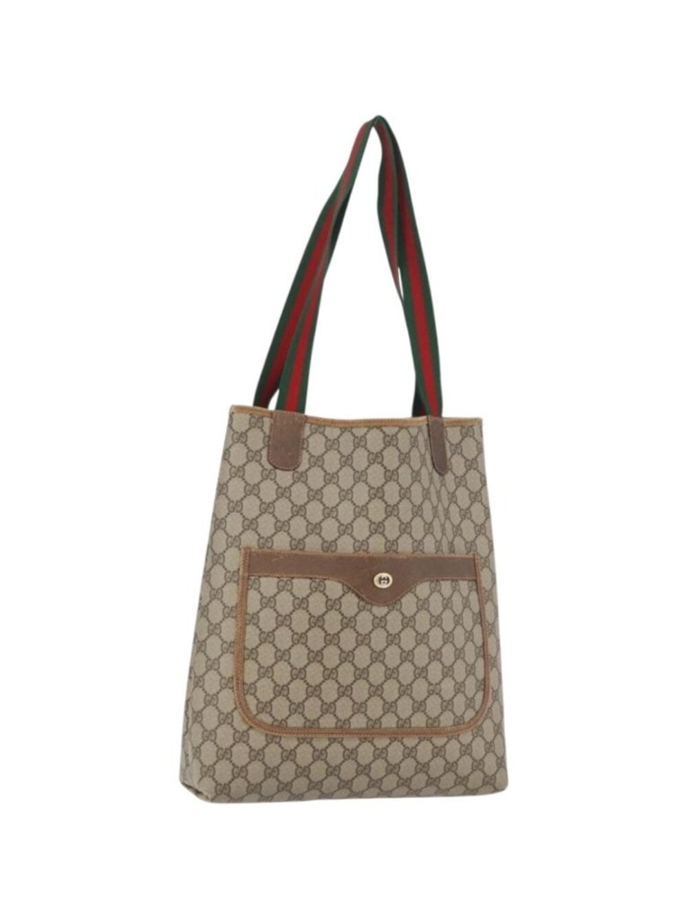 GUCCI GG Supreme Web Sherry Line Tote Bag PVC Beige 89 02 003